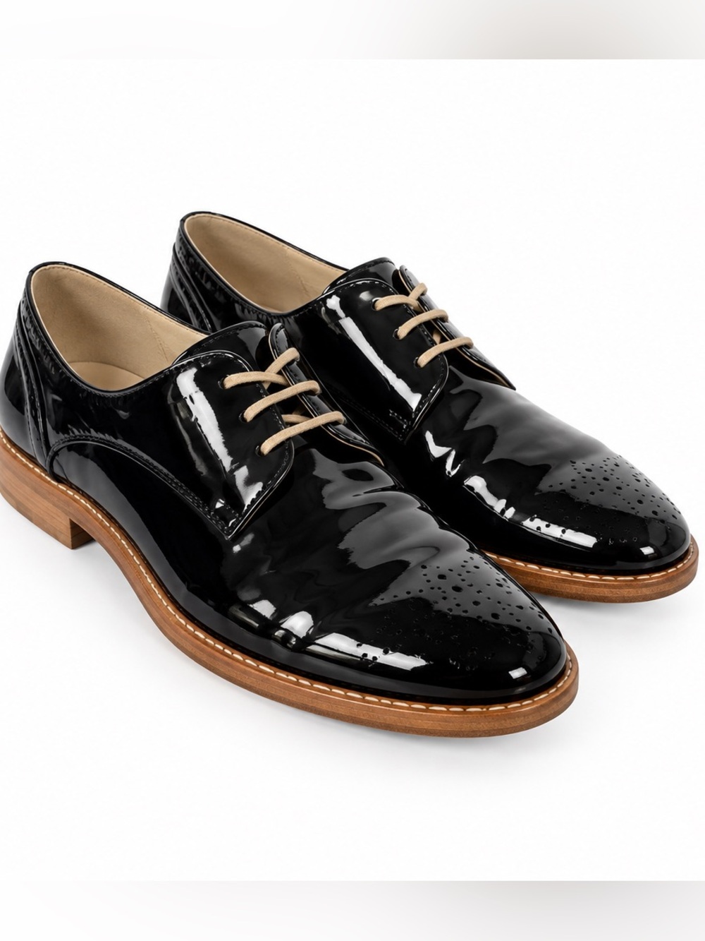 Attilio Giusti Leombruni AGL Funfetti Black Patent Leather Oxfords EU 38